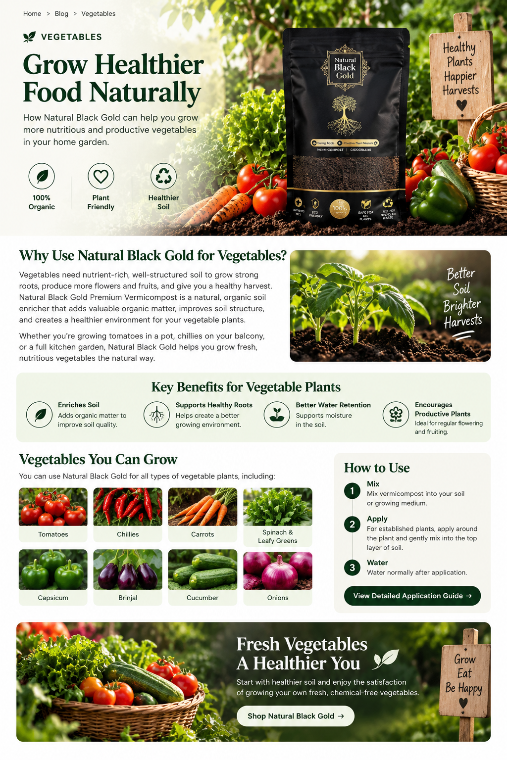 Grow Healthy Vegetables with NATURAL BLACK GOLD