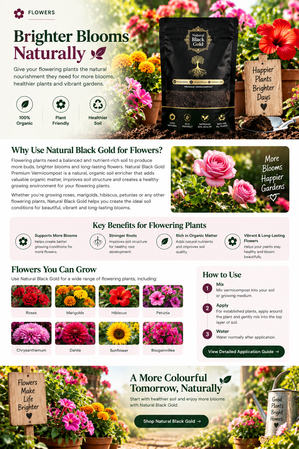Grow Blooming Flowers with NATURAL BLACK GOLD